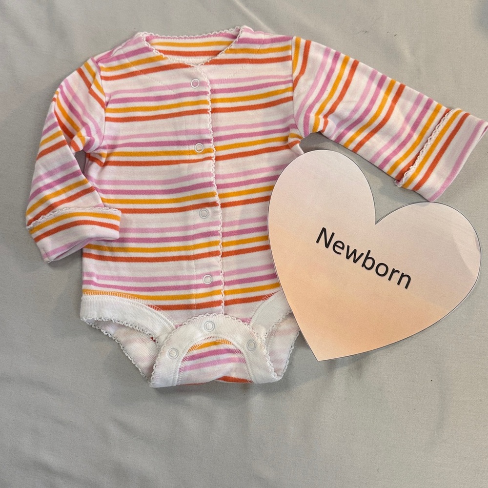 GAP Striped Baby Bodysuit in Pink and Orange